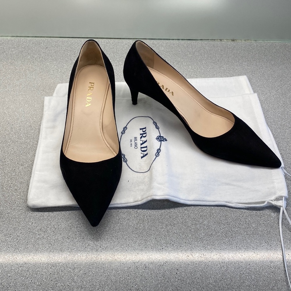 Prada black suede pumps size 37.5